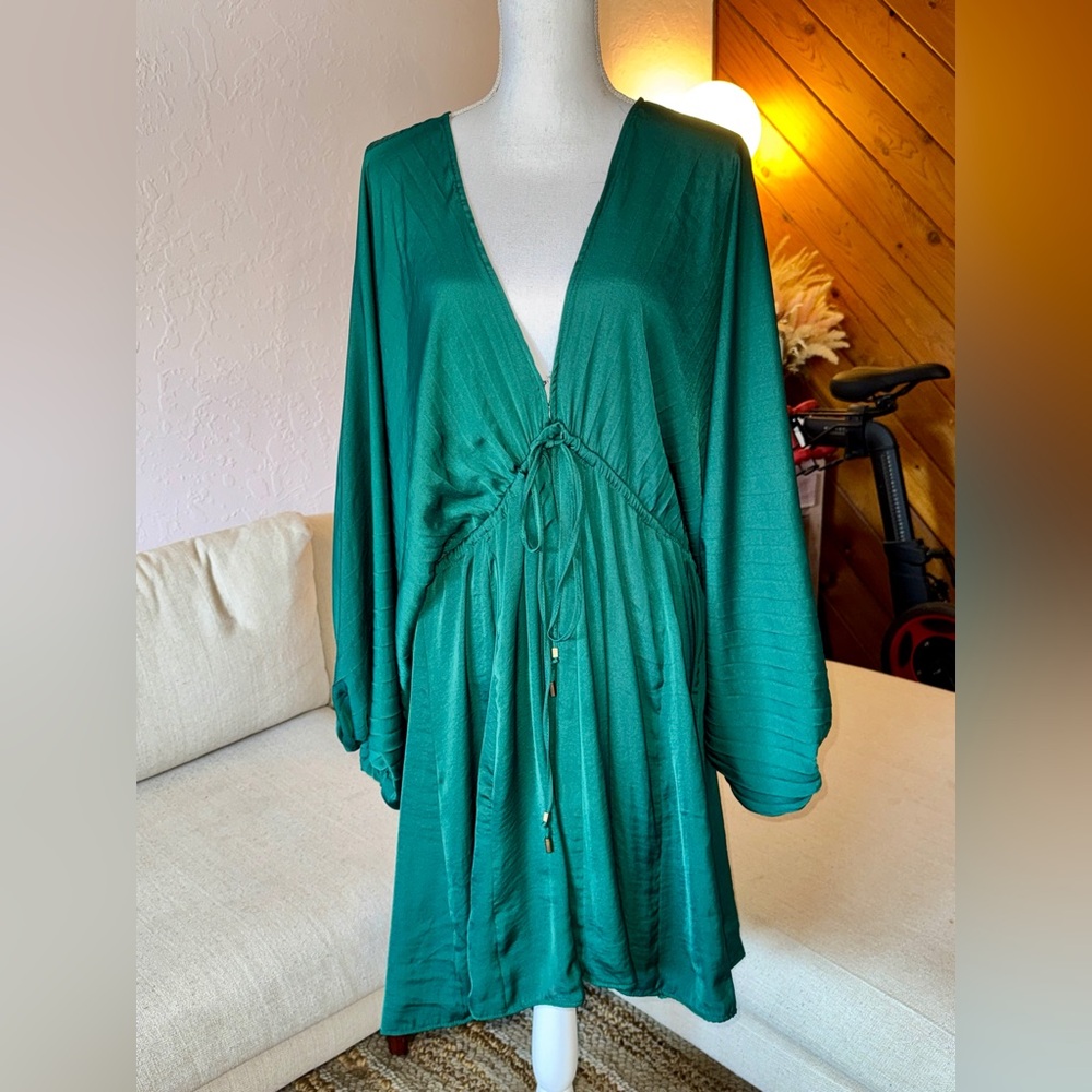 Free People Cocktail/Wedding Guest Green Arzel Mini